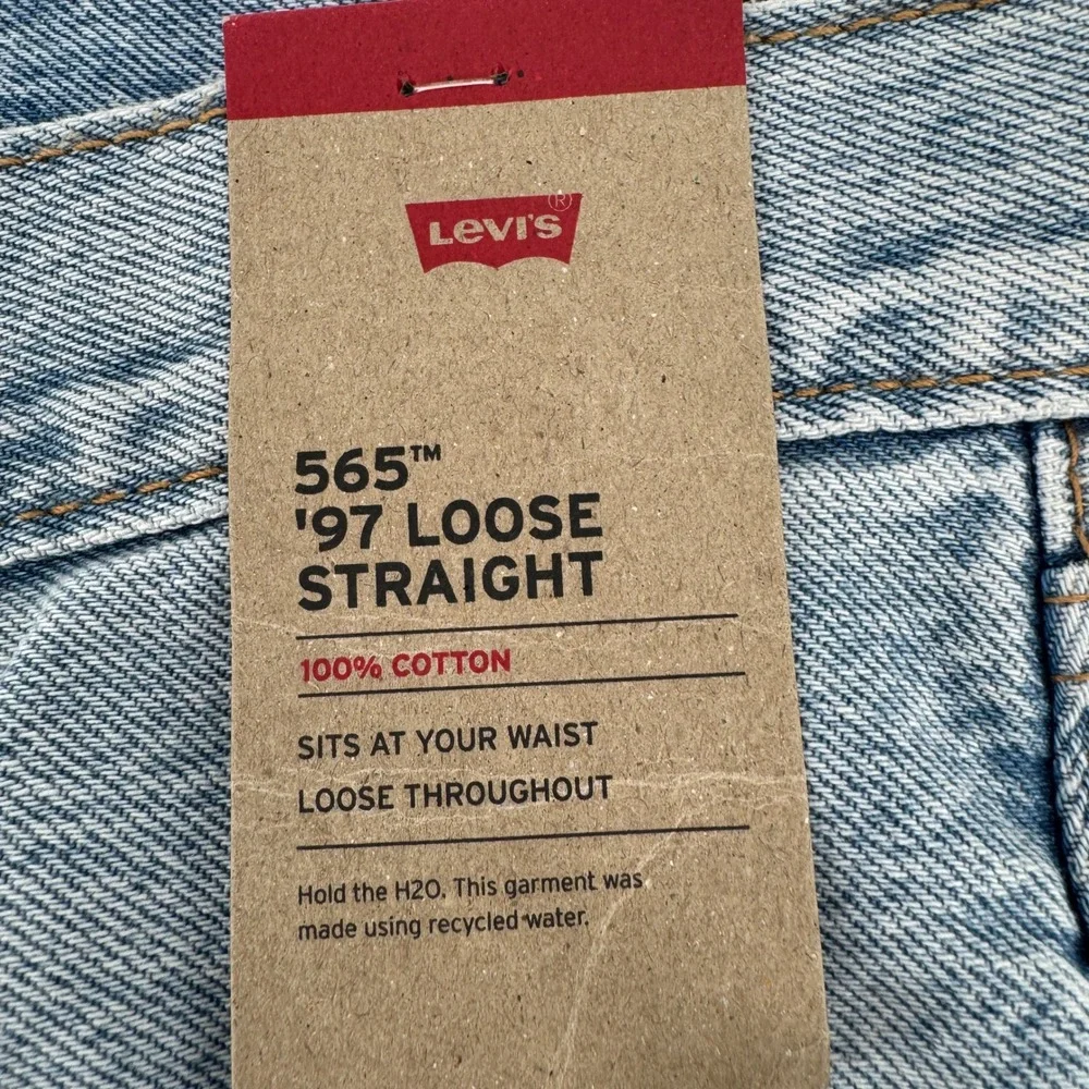 Levi's 565 '97 Loose Straight Mens 32x32 Light Wash Blue Denim Jeans Baggy NEW